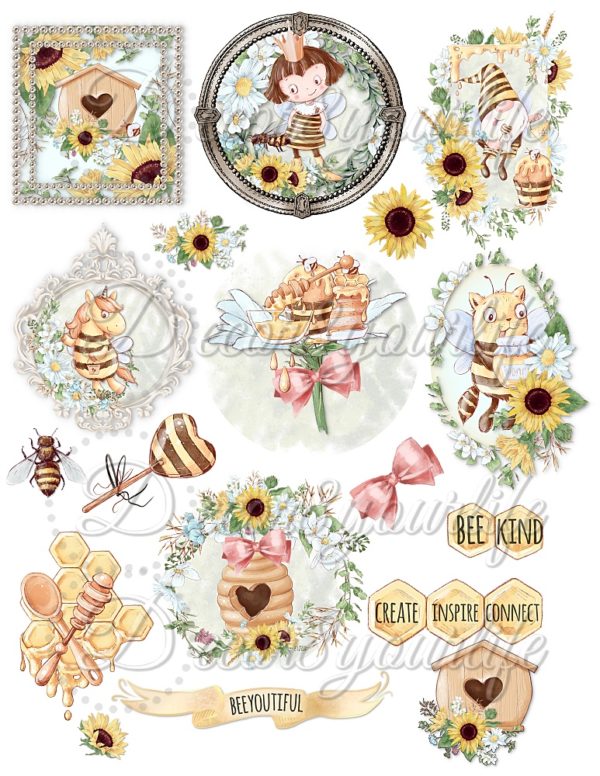 Printable Fusssy Cuts Bee-You-Tiful