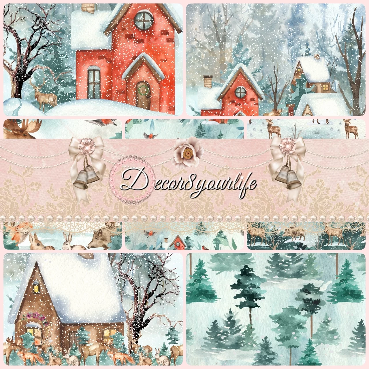 Xmas Winter Scrapbooking Papers Bundle Graphic by AshKing · Creative Fabrica