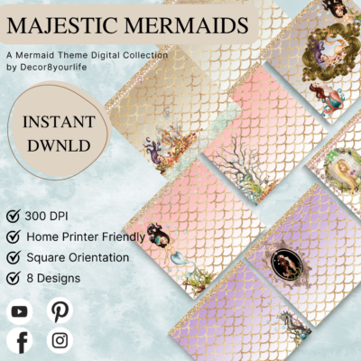 mermaid theme digital scrapbook collection "Majestic Mermaids" by Decor8yourlife.