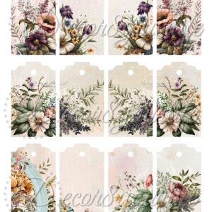Vintage Shabby Glam Scrapbook Paper Tags