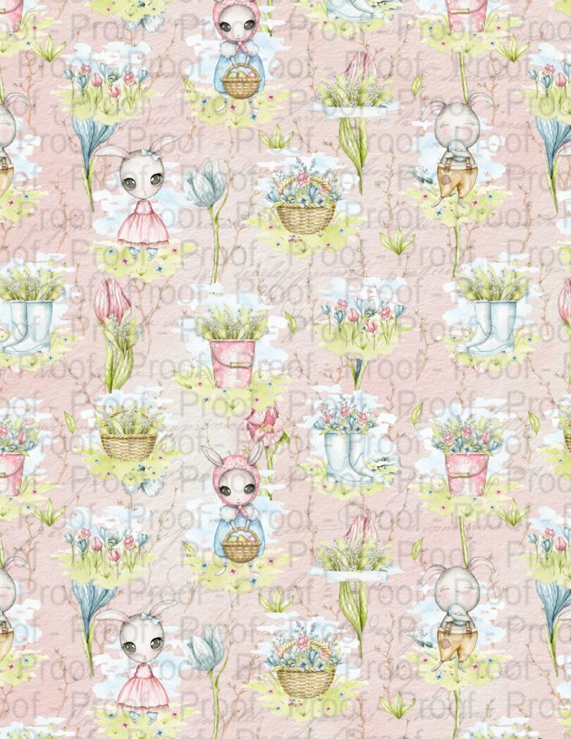 easter bunny Watercolor Spring Floral Digital Paper Summer Shabby Chic Printable Digital Paper Floral Scrapbook kit JunkJournal cute spring bunnies