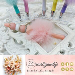 Beaded Pen, Fur Beaded Pen, Silicone Beads, Gifts for Her, Pastel color Beaded Pen, Whimsical Beaded Pen, Black Ink Beaded Pens by Decor8yourlife, Planner Accesories, Office Gifts, Graduation Gifts, Unique GIfts, Gifts for Her, Silicone Beads, gold bead caps, rhinestone spacers