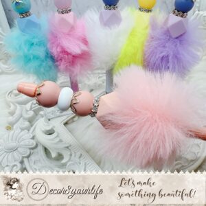 Beaded Pen, Fur Beaded Pen, Silicone Beads, Gifts for Her, Pastel color Beaded Pen, Whimsical Beaded Pen, Black Ink Beaded Pens by Decor8yourlife, Planner Accesories, Office Gifts, Graduation Gifts, Unique GIfts, Gifts for Her, Silicone Beads, gold bead caps, rhinestone spacers