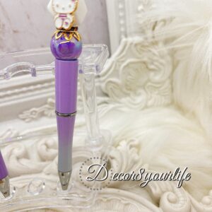 Pens,Hello Kitty,Beaded Pens,School,Supplies,Office,Gifts for Her,cutepens,hellokittypen,hellokitty,beadedpens,acrylic beads, metal enamel charm, Crystal bead, metal findings, rhinestone spacers, refill cartridge