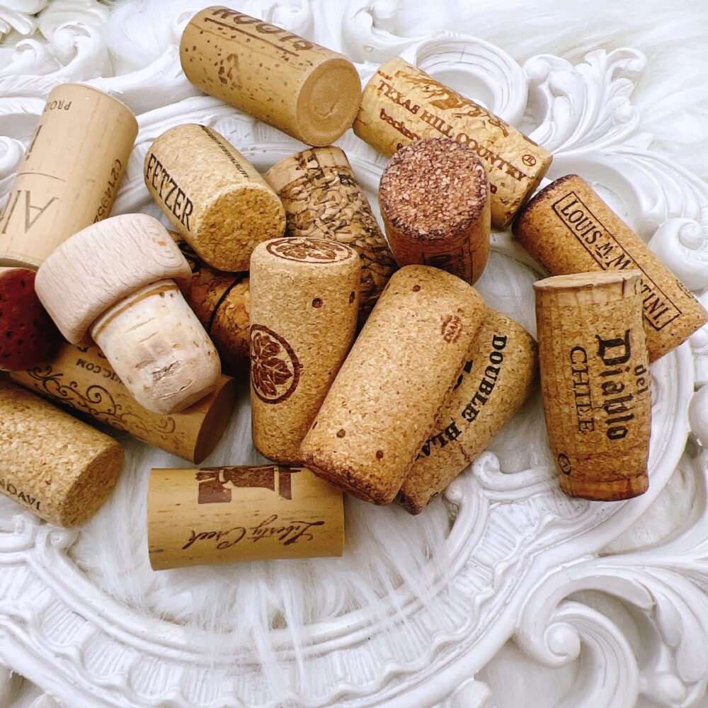 A collection of premium recycled wine corks, perfect for various craft projects and DIY décor ideas.