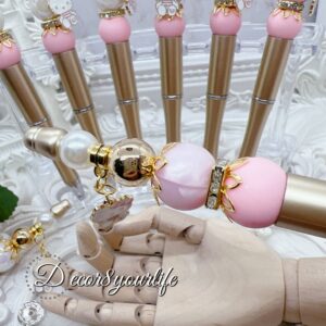 Hello Kitty, Pens, Beaded Pens, Cute back to school supplies, Black Ink, Ball Point Pen, Silicone Beads, Acrylic Beads, Gifts for Her