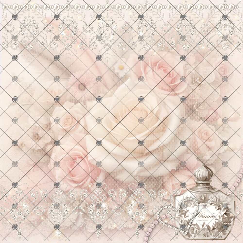 Elegant Parfum Scrapbook Paper Collection by Decor8yourlife - Shabby Chic Floral Designs on Acid-Free Cardstock