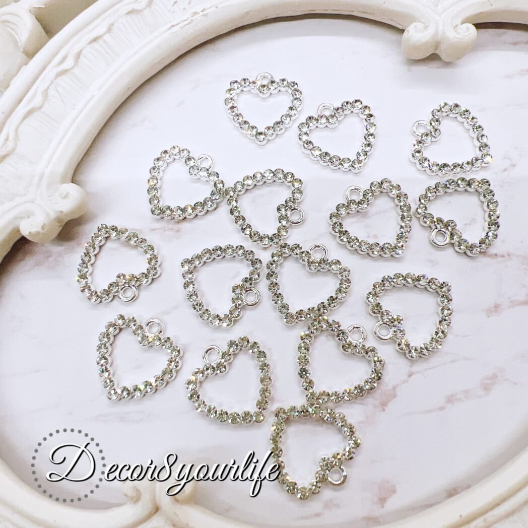White Rhinestone Heart Charms | Embellishments |DIY Crafts | Craft Supplies | Jewelry Supplies