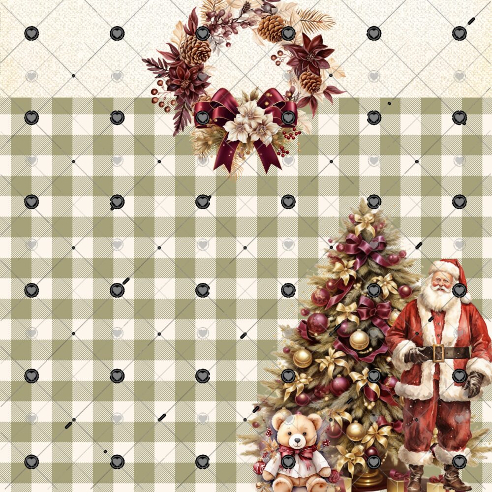 A Beary Merry Christmas scrapbook paper collection by Decor8yourlife, featuring teddy bear holiday designs, vintage Christmas elements, and warm cozy colors on acid-free cardstock