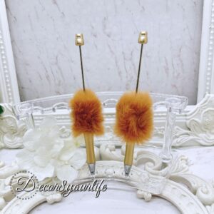 Gold Faux Fur Beadable Pens,Pom Pom Pens
