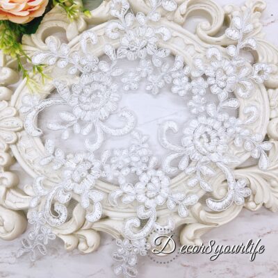 White Bridal Appliques for DIY Crafts.