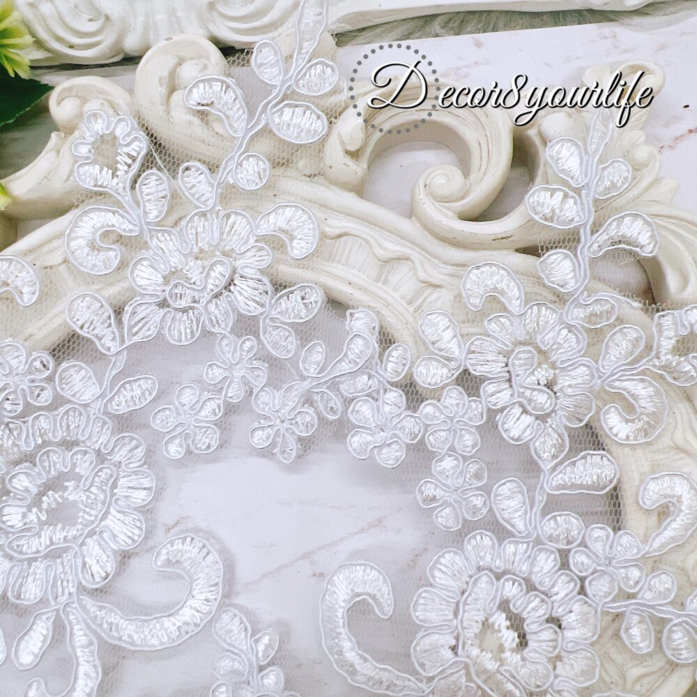 White Bridal Appliques for DIY Crafts.