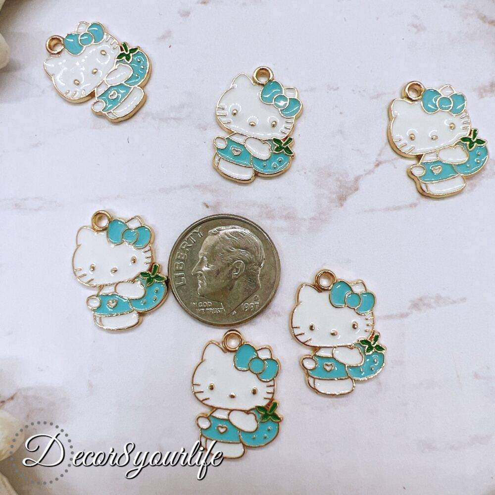 Licensed Sanrio Hello Kitty Charms for Crafts.CUTE BLUEBERRY HELLO KITTY CHARMS,LICENSED SANRIO,HELLO KITTY,CRAFT SUPPLIES,