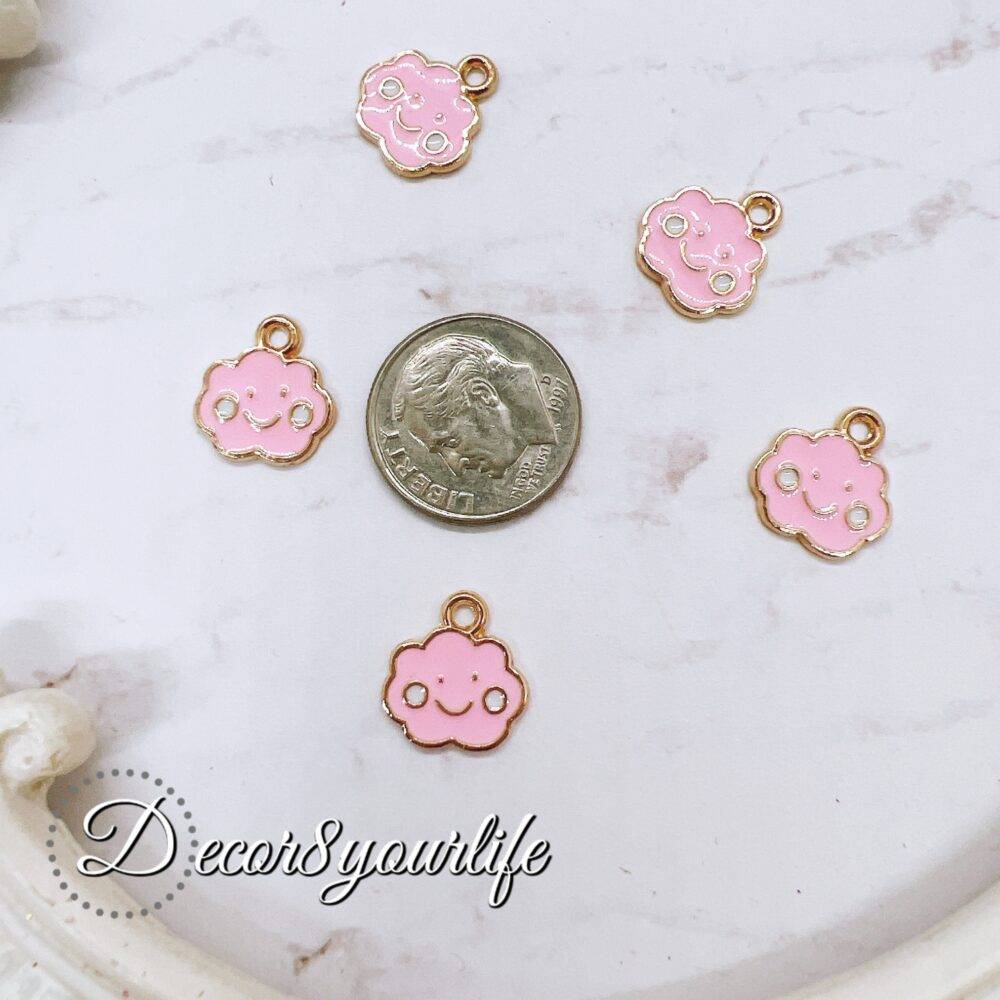 Cute Pink Cloud Charm for DIY Crafts, Craft Supplies, Jewelry Making Supplies, Planner charms, purse charms