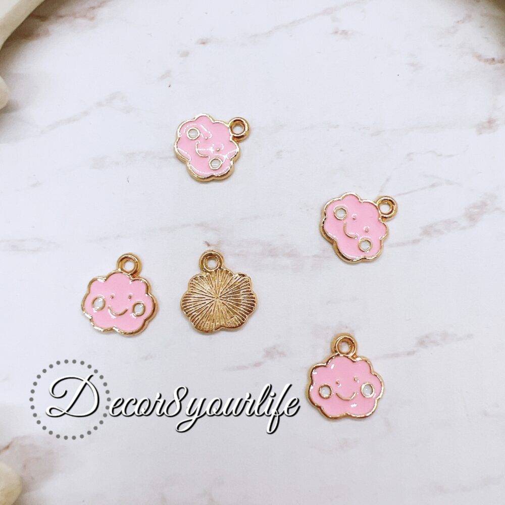 Cute Pink Cloud Charm for DIY Crafts, Craft Supplies, Jewelry Making Supplies, Planner charms, purse charms