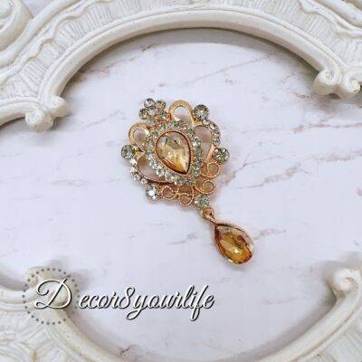 Elegant Champagne and Crystal Brooch