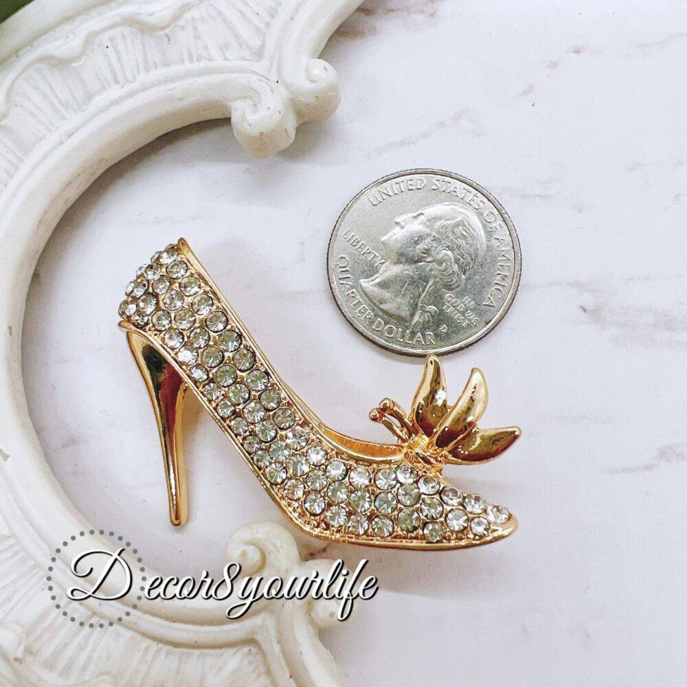 Elegant High Heel Shoe Rhinestone Brooch