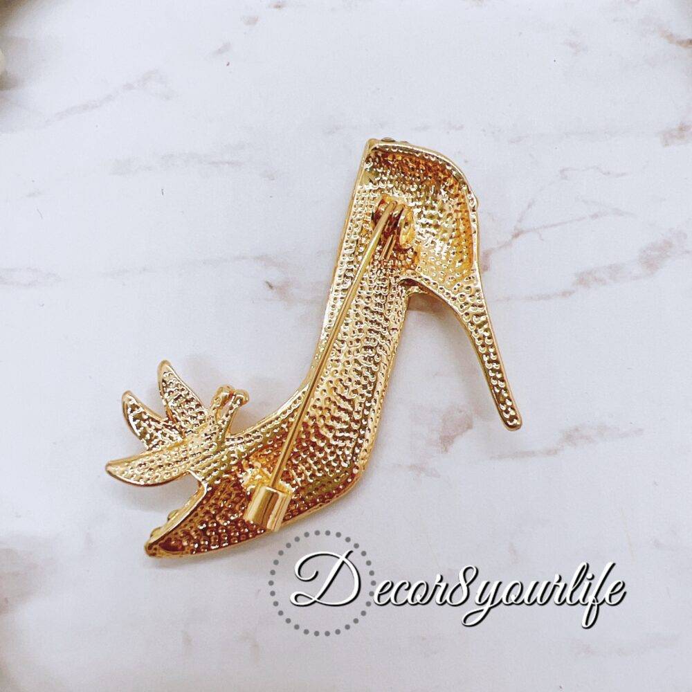 Elegant High Heel Shoe Rhinestone Brooch