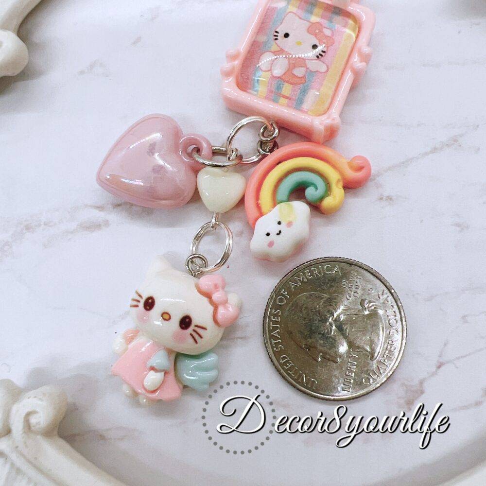 Handmade Hello Kitty key chain in candy colors with licensed Sanrio characters and cute charms for gift giving