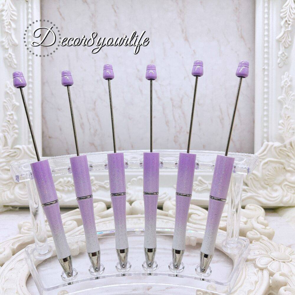 LAVENDER OMBRE BEADABLE PENS WITH SPARKLES,BEADED PEN SUPPLIES