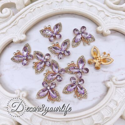 Rhinestone Butterfly with Purple Crystal