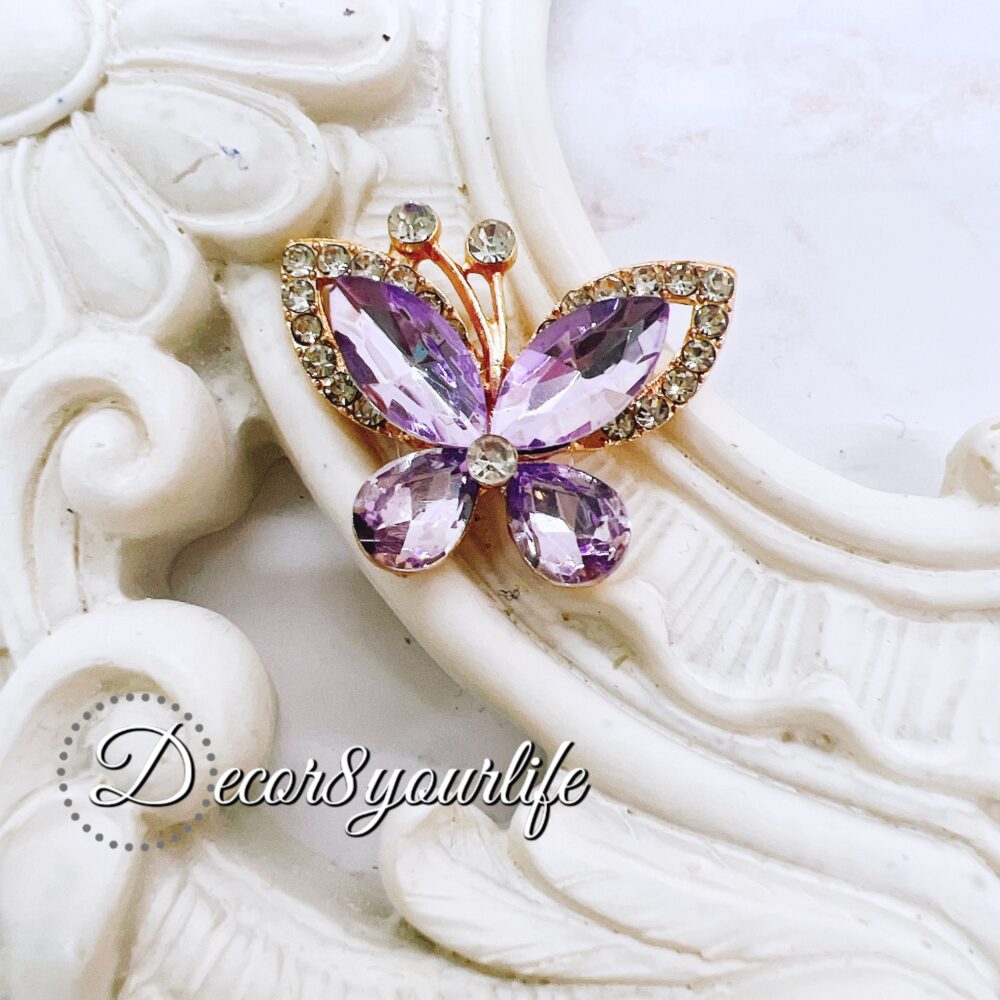 Rhinestone Butterfly with Purple Crystal