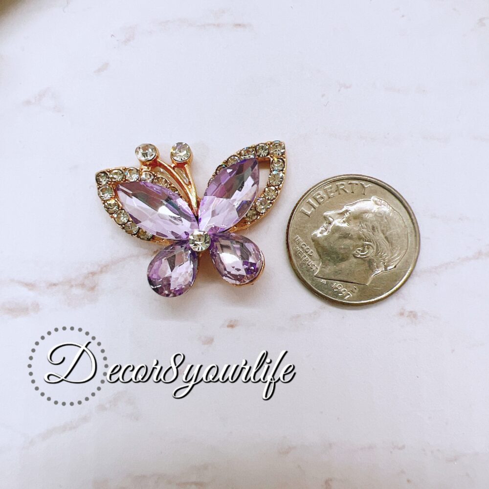 Rhinestone Butterfly with Purple Crystal