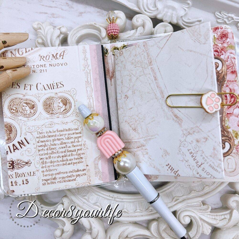 SHABBY CHIC,FRENCH COVER,MICRO TRAVELER'S JOURNAL