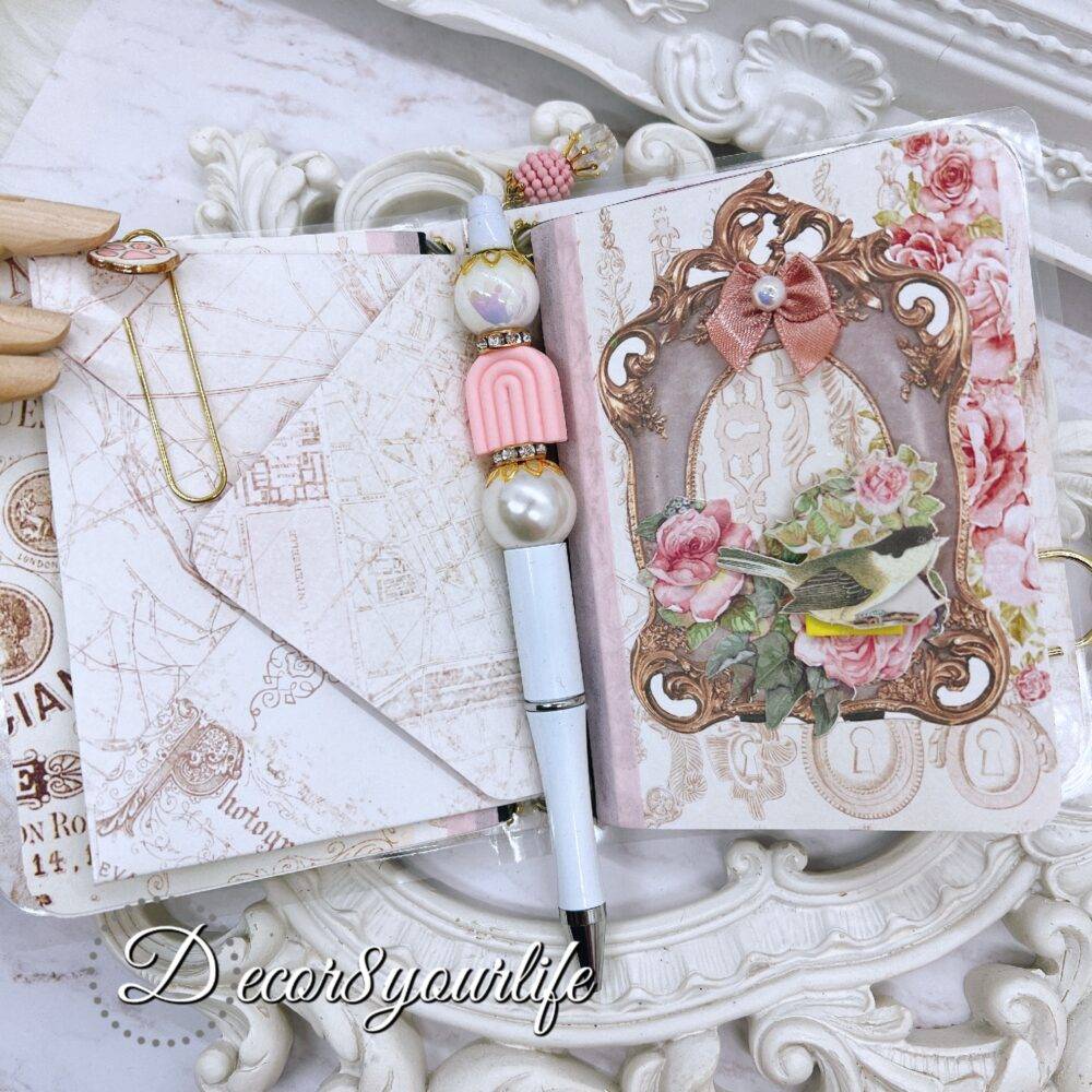 SHABBY CHIC,FRENCH COVER,MICRO TRAVELER'S JOURNAL