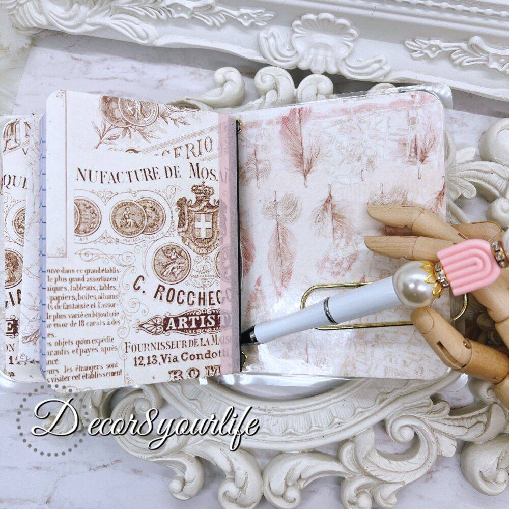 SHABBY CHIC,FRENCH COVER,MICRO TRAVELER'S JOURNAL