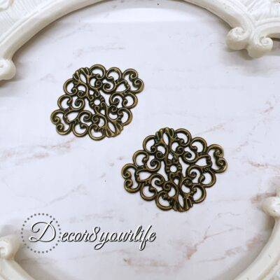 antique style bronze filigree embellishments,craft supplies