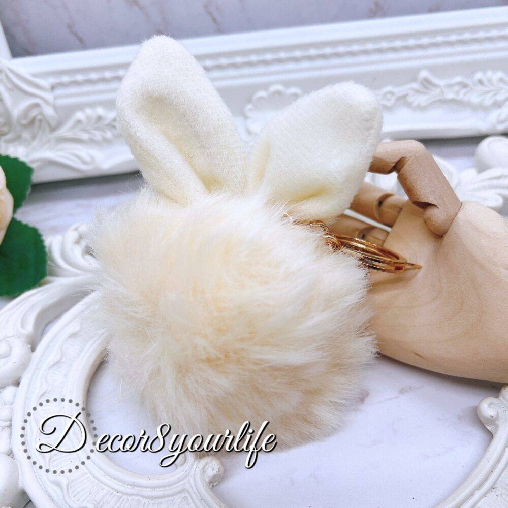 Cute, fluffy,pom pom,rabbit ears, key chain