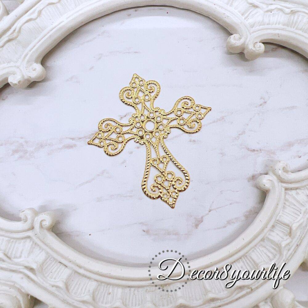 filigree metal cross embellishment for crafts, scrapbooks, and journals