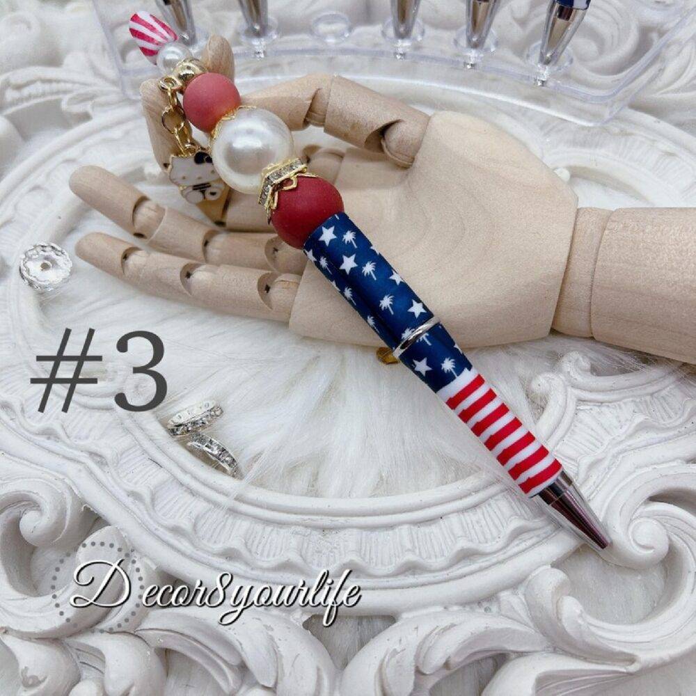 hello kitty patriotic beaded pen,office,school,supplies