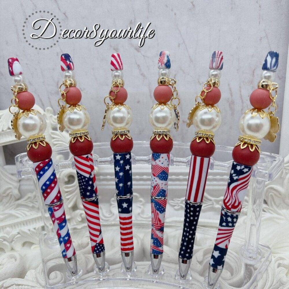 hello kitty patriotic beaded pen,office,school,supplies