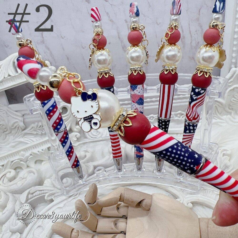 hello kitty patriotic beaded pen,office,school,supplies