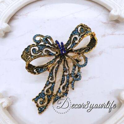 large blue crystal bow brooch, diy wedding supplies