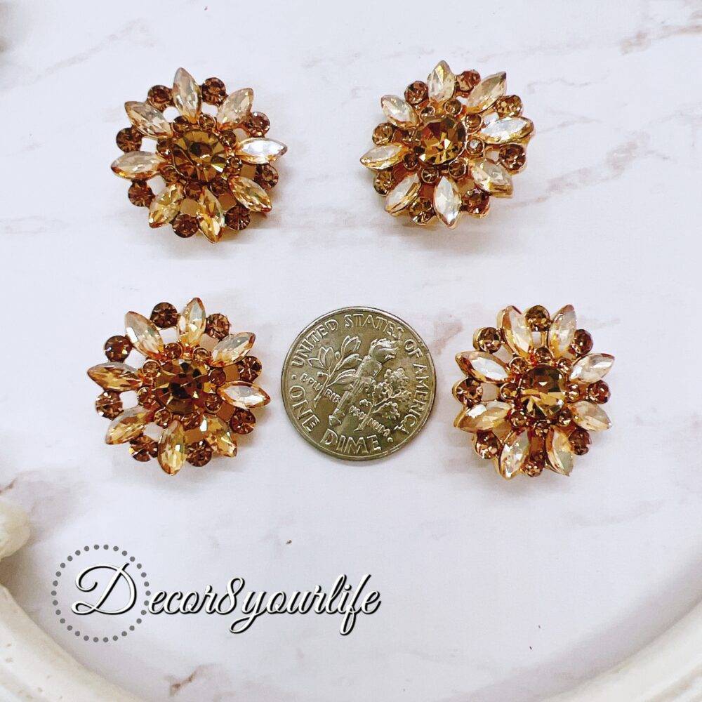 Beautiful, High-end, chocolate color rhinestone buttons,citrine,rhinestones