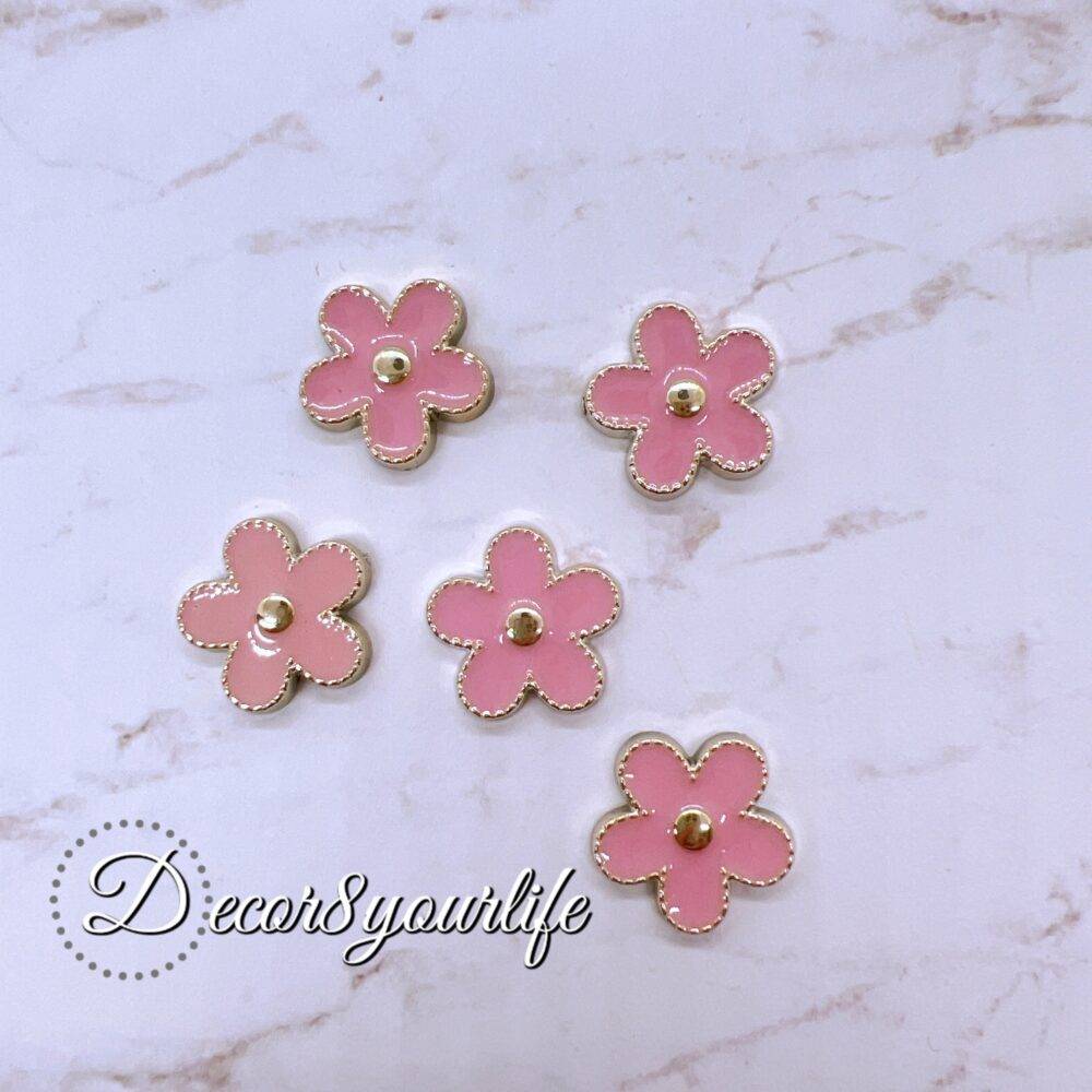 Pink Flower Flat-back Button for Crafts