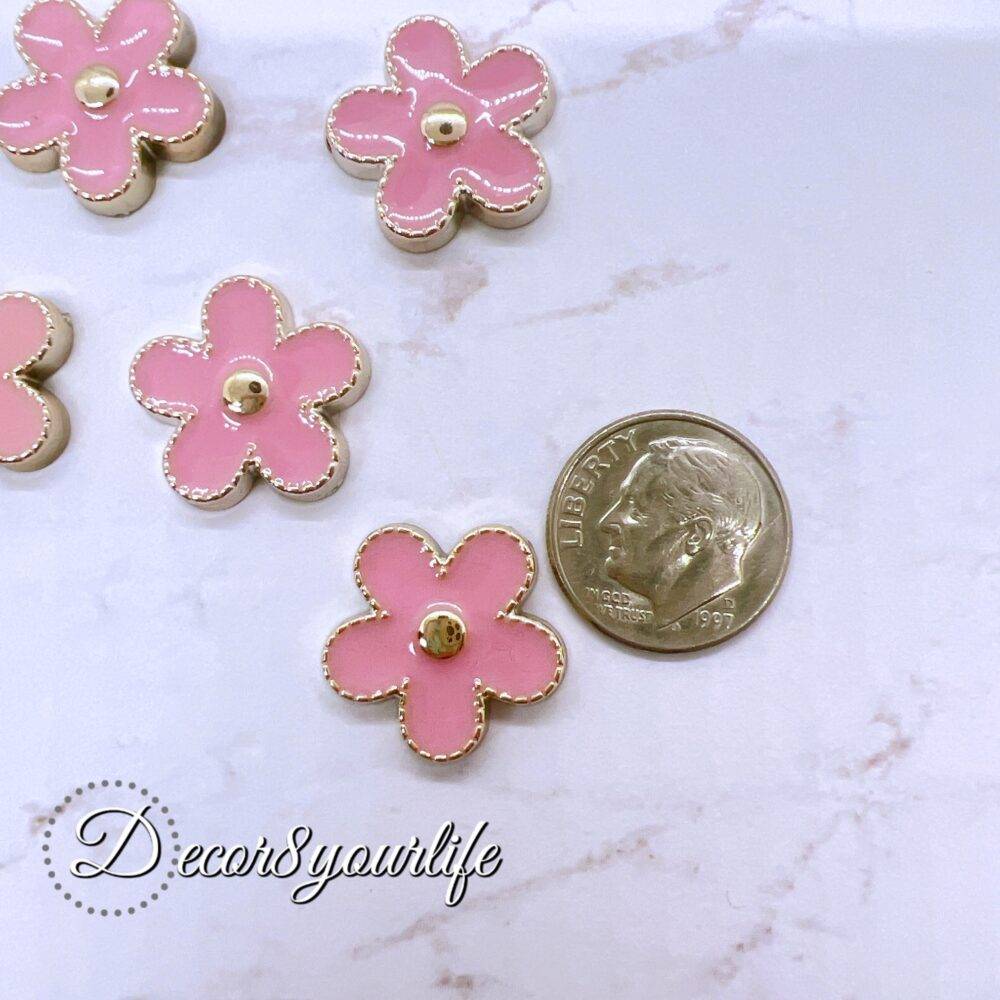 Pink Flower Flat-back Button for Crafts