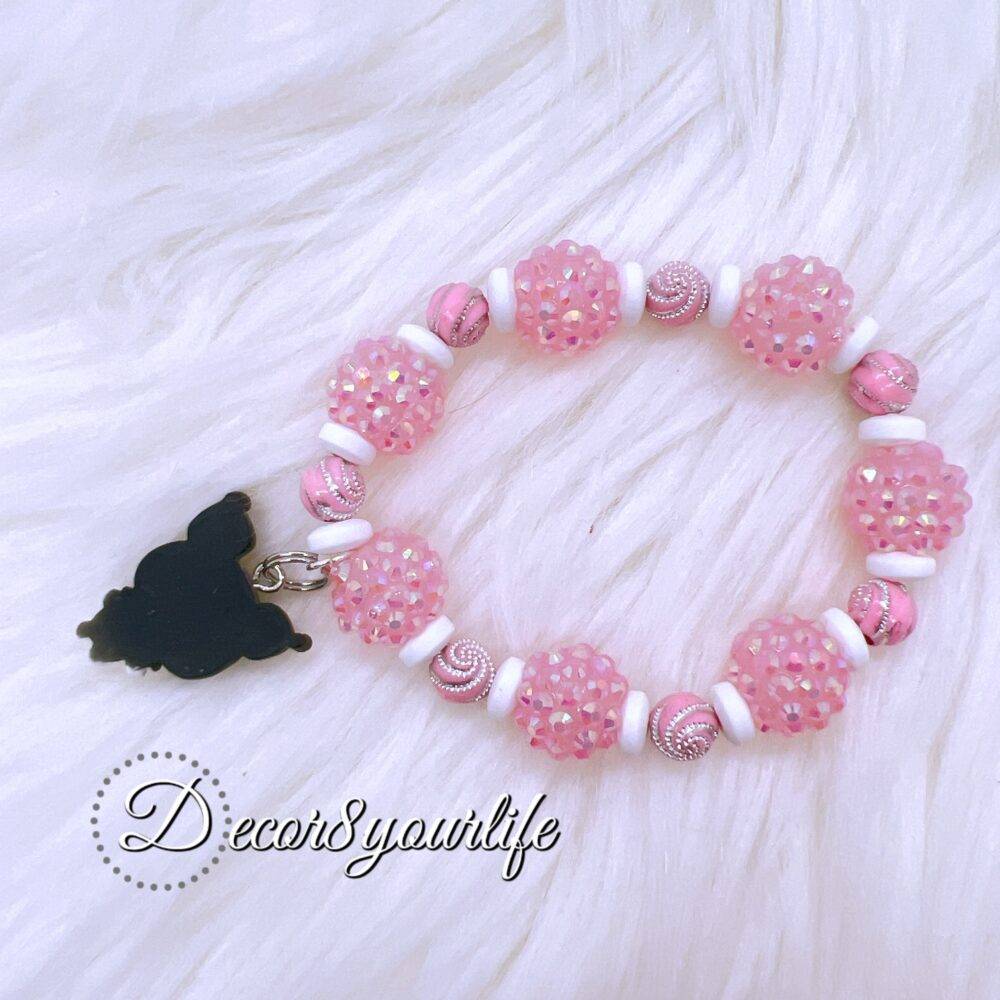 Sanrio Kuromi Beaded Bracelet for Girls, 7.5 inches, playful and stylish accessory.