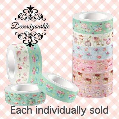 Tea Party Theme Washi Tape,Washi Tape – Ideal for scrapbooking, journaling, and gift wrapping