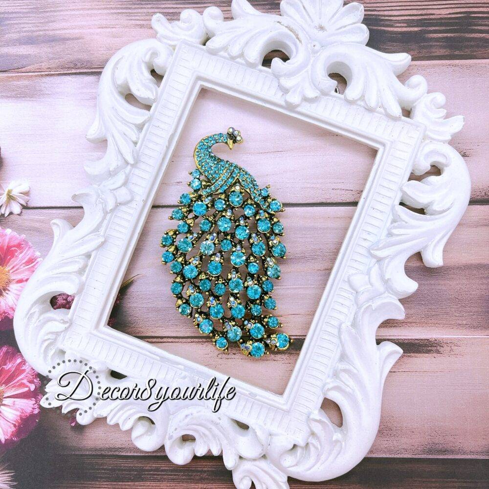 elegant peacock rhinestone brooch