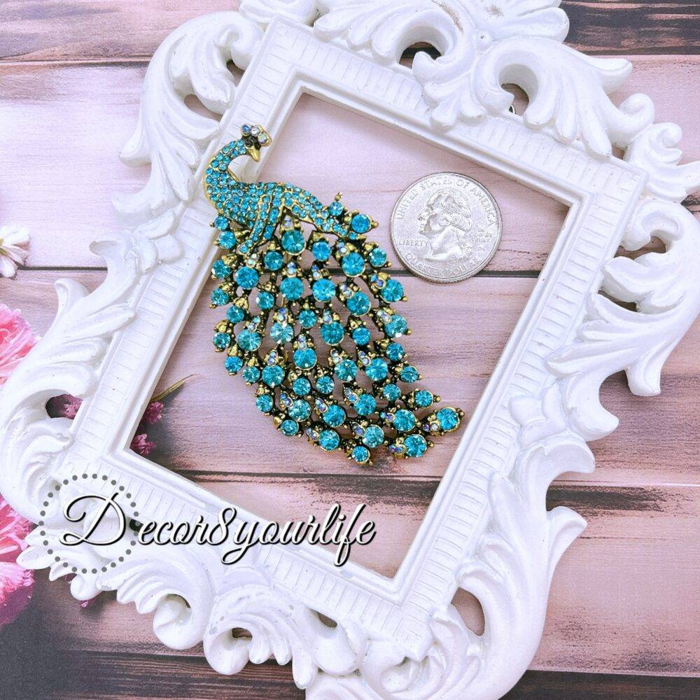 elegant peacock rhinestone brooch