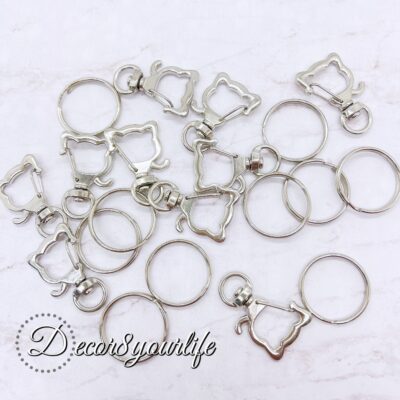 Cat shaped swivel clasp. durable key ring, this set is ideal for creating stylish key chains, lanyards, or even bag charms.