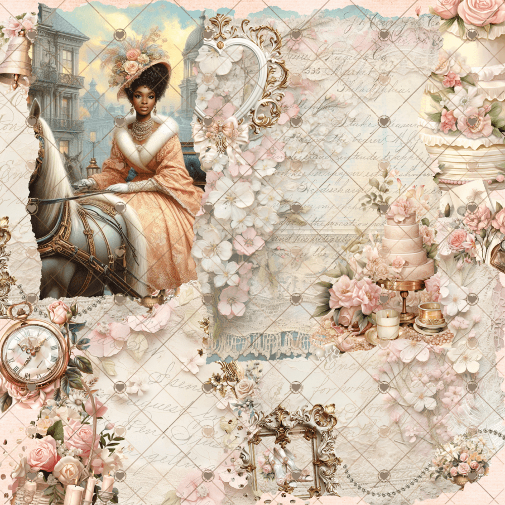 Shabby Chic Wedding Scrapbook Paper Collection by Decor8yourlife – 6 high-resolution designs for DIY wedding crafts.