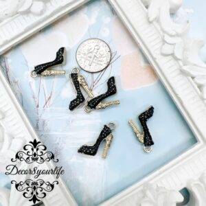 Black enamel rhinestone shoe charm