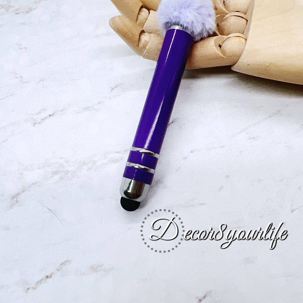 Purple Candy Color Beaded Stylus featuring a mix of beads, character charms, and bubble beads. Compatible with all touchscreen devices.