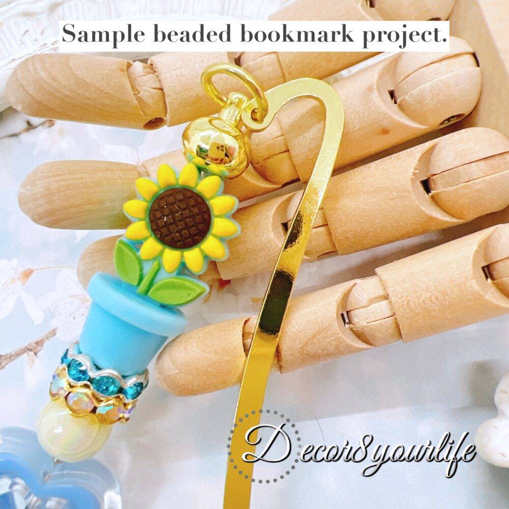Set of two beaded bookmarks craft supplies. Golden beadable bookmarks for gift giving,jewelry making,home decor, desk accessories,planner accesories and gifts.