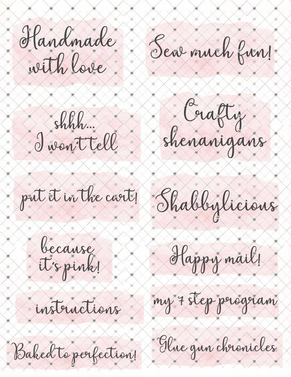A beautifully designed collection of vintage-inspired fussy cut images featuring sewing machines, scissors, fabric rolls, typewriters, floral arrangements, and craft-related sentiments, printed on high-quality cardstock.